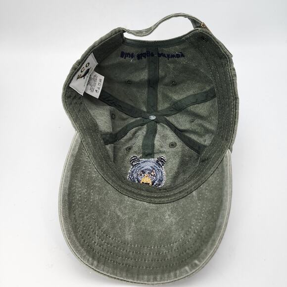 Blue Ridge Parkway Cap Hat Faded Green Strapback Unstructured Black Bear Logo - Picture 5 of 6